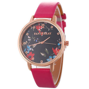 Butterfly Flower Leather Watch