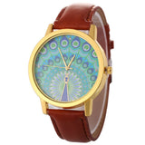 Casual Cute Peacock Leather Wrist Watches