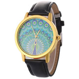 Casual Cute Peacock Leather Wrist Watches