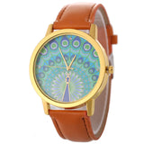 Casual Cute Peacock Leather Wrist Watches