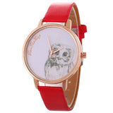 Owl Patterned Leather Watch