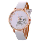 Owl Patterned Leather Watch