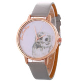 Owl Patterned Leather Watch