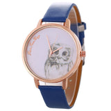 Owl Patterned Leather Watch