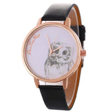 Owl Patterned Leather Watch