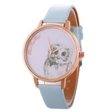 Owl Patterned Leather Watch