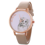Owl Patterned Leather Watch