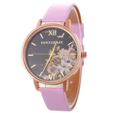 Flower Pattern Leather Watch