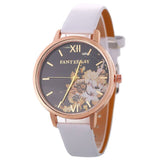 Flower Pattern Leather Watch