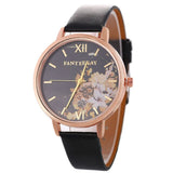 Flower Pattern Leather Watch