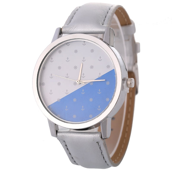 Saılıng Pattern Leather Watch