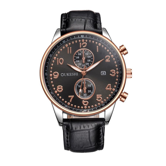 Black&Brown Strap Leather Watch